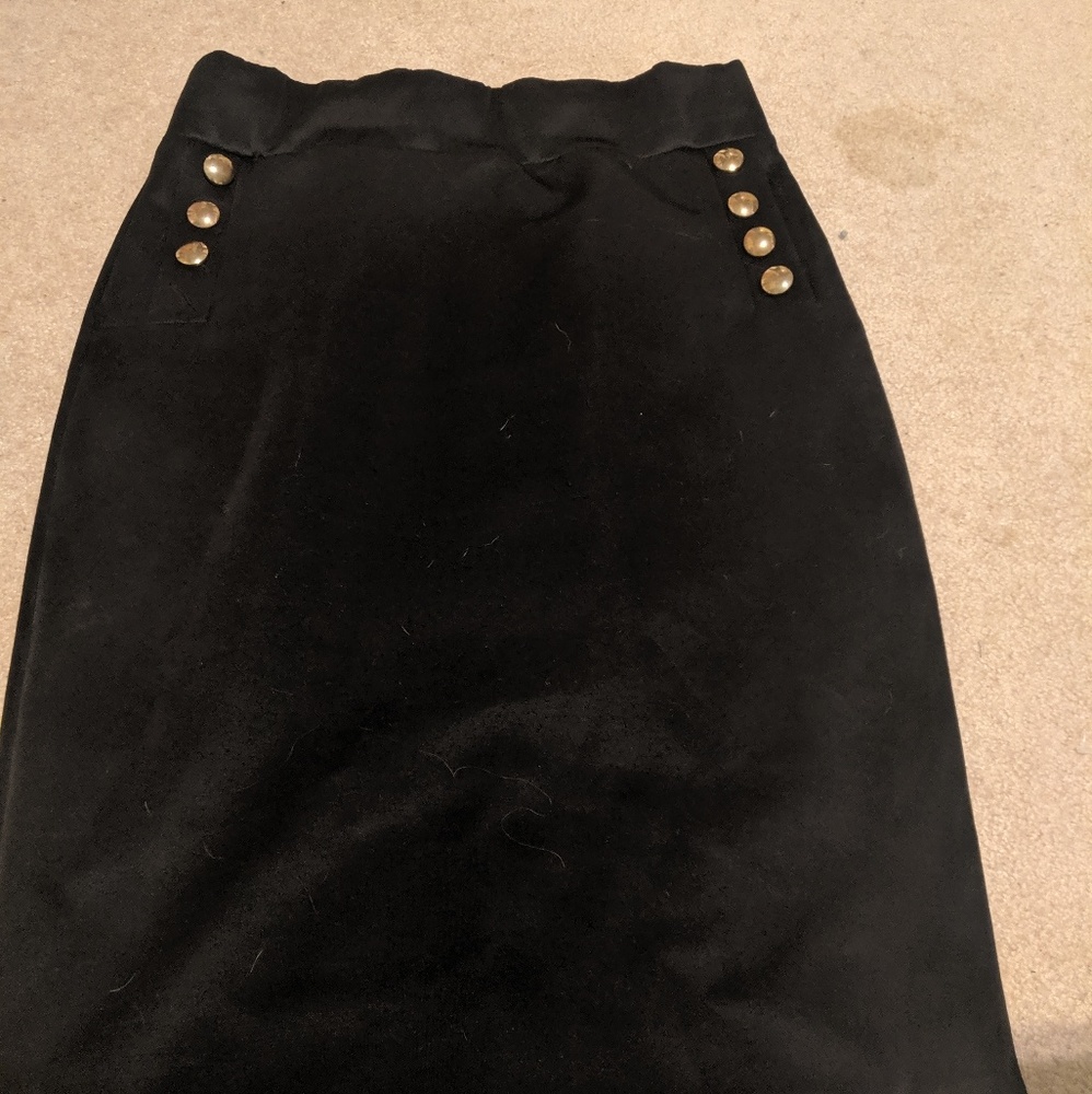 Used Eloquii black dress skirt with gold buttons.